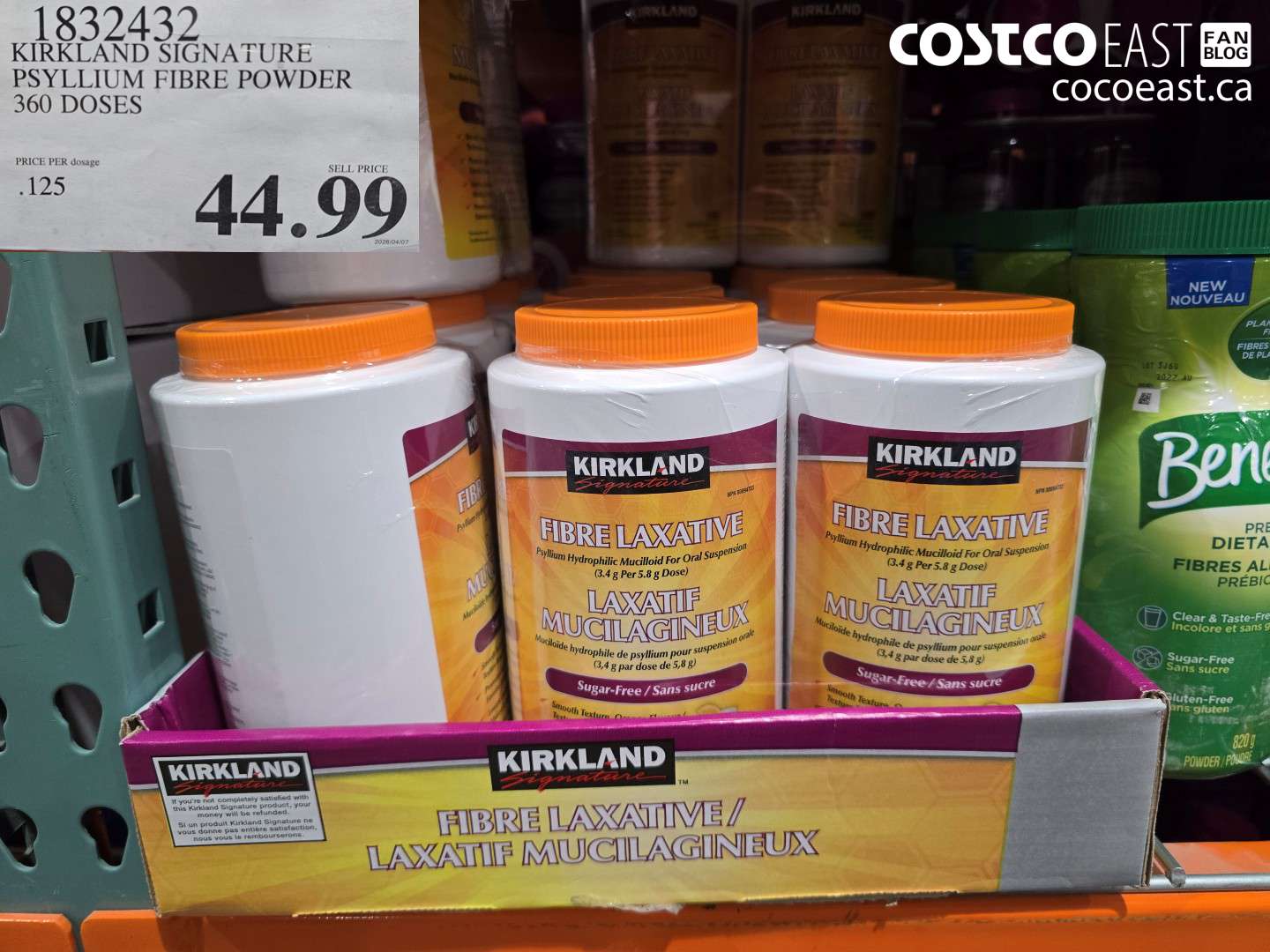 1832432 KIRKLAND SIGNATURE PSYLLIUM FIBRE POWDER 360 DOSES $44.99
