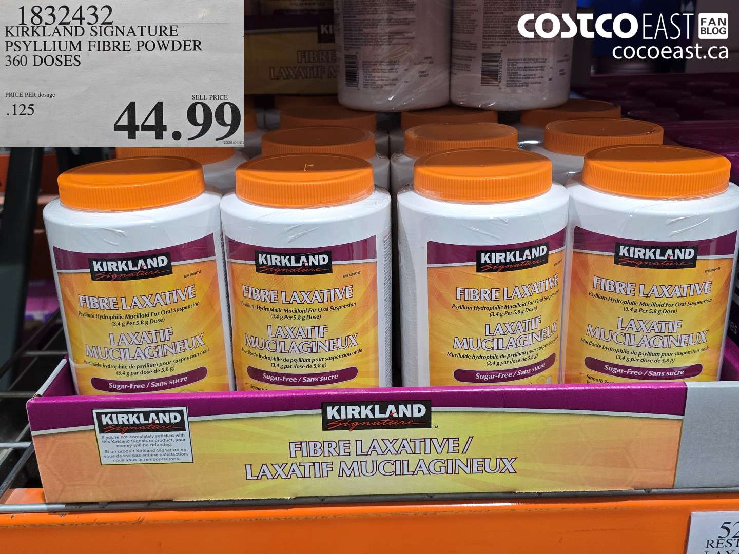 1832432 KIRKLAND SIGNATURE PSYLLIUM FIBRE POWDER 360 DOSES $44.99