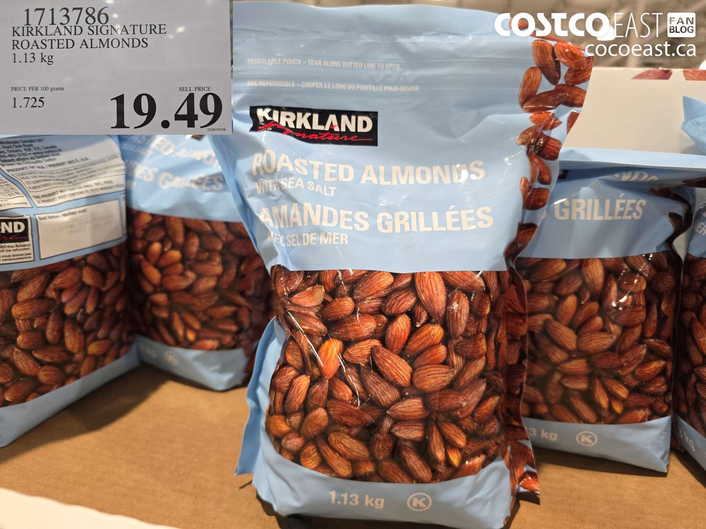 1713786 KIRKLAND SIGNATURE ROASTED ALMONDS 1.13 KG $19.49