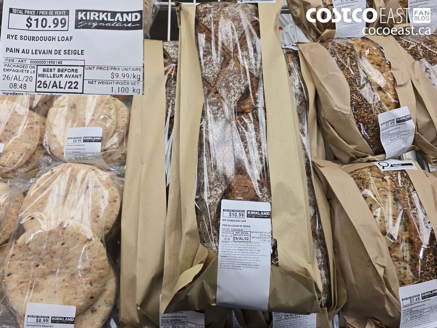 1990145 KIRKLAND SIGNATURE RYE SOURDOUGH LOAF 1.100 KG $10.99