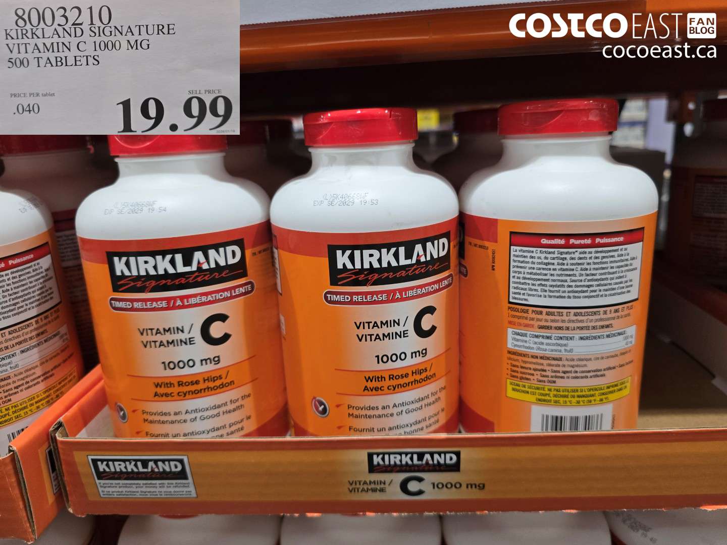 8003210 KIRKLAND SIGNATURE VITAMIN C 1000 MG 500 TABLETS $19.99