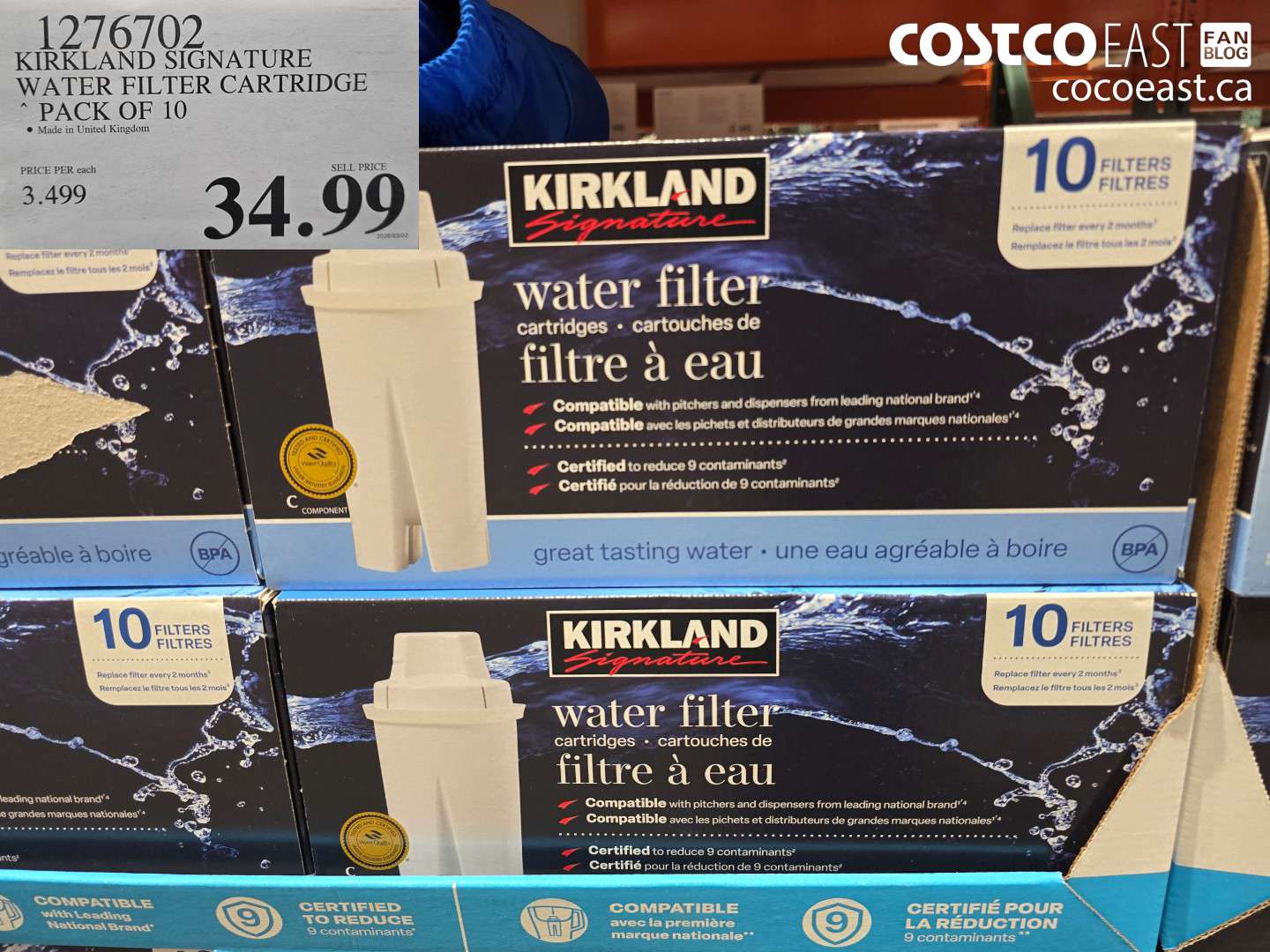 1276702 KIRKLAND SIGNATURE WATER FILTER CARTRIDGE PACK OF 10 $34.99