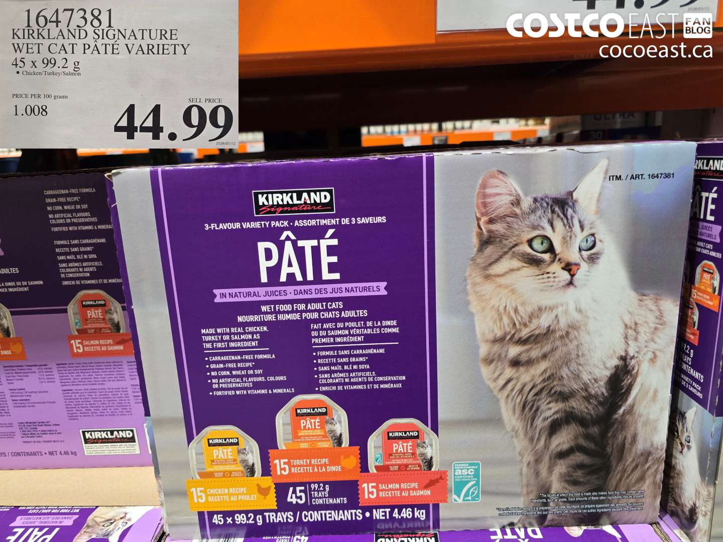 1647381 KIRKLAND SIGNATURE WET CAT PATE VARIETY 45 X 99.2 G $44.99