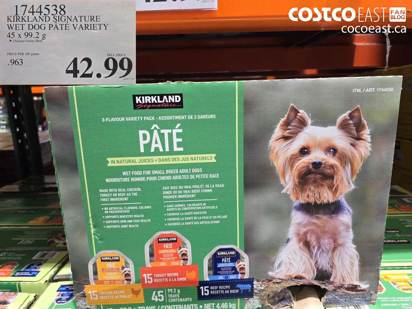 1744538 KIRKLAND SIGNATURE WET DOG PATE VARIETY 45 X 99.2 G $42.99