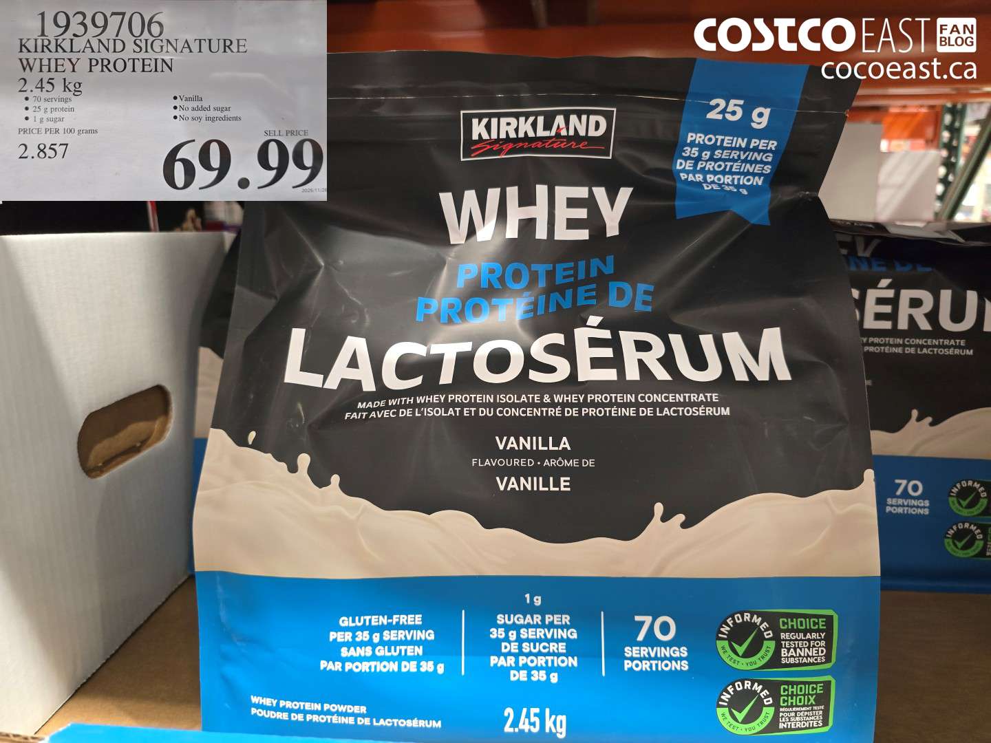 1939706 KIRKLAND SIGNATURE WHEY PROTEIN 2.45 KG $69.99