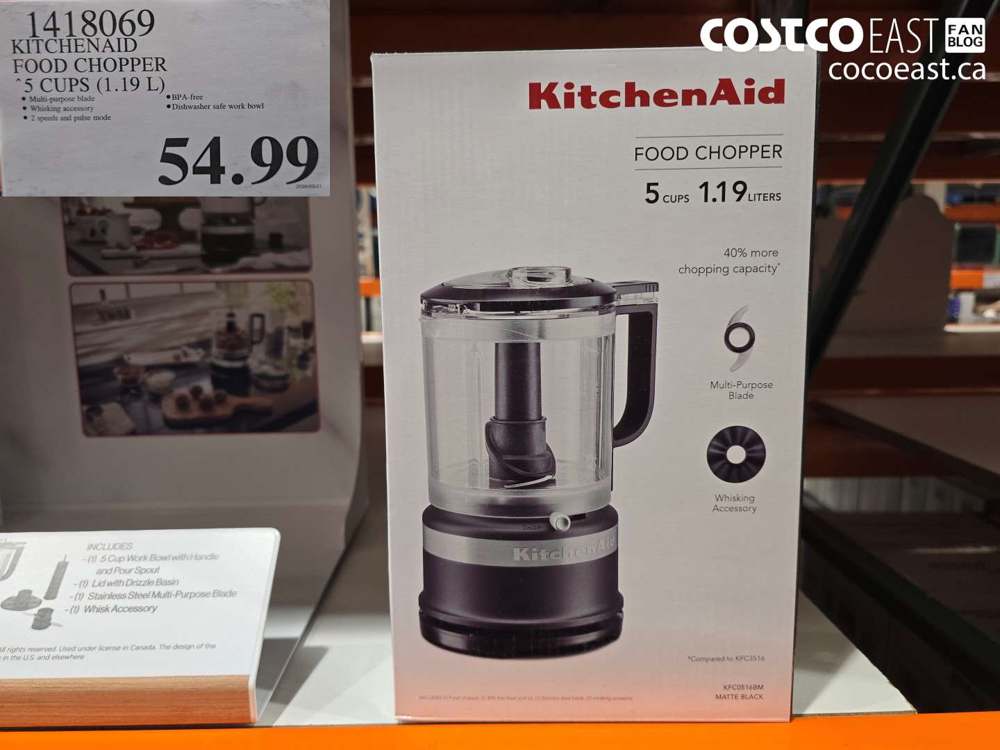 1418069 KITCHENAID FOOD CHOPPER 5 CUPS (1.19 L) $54.99