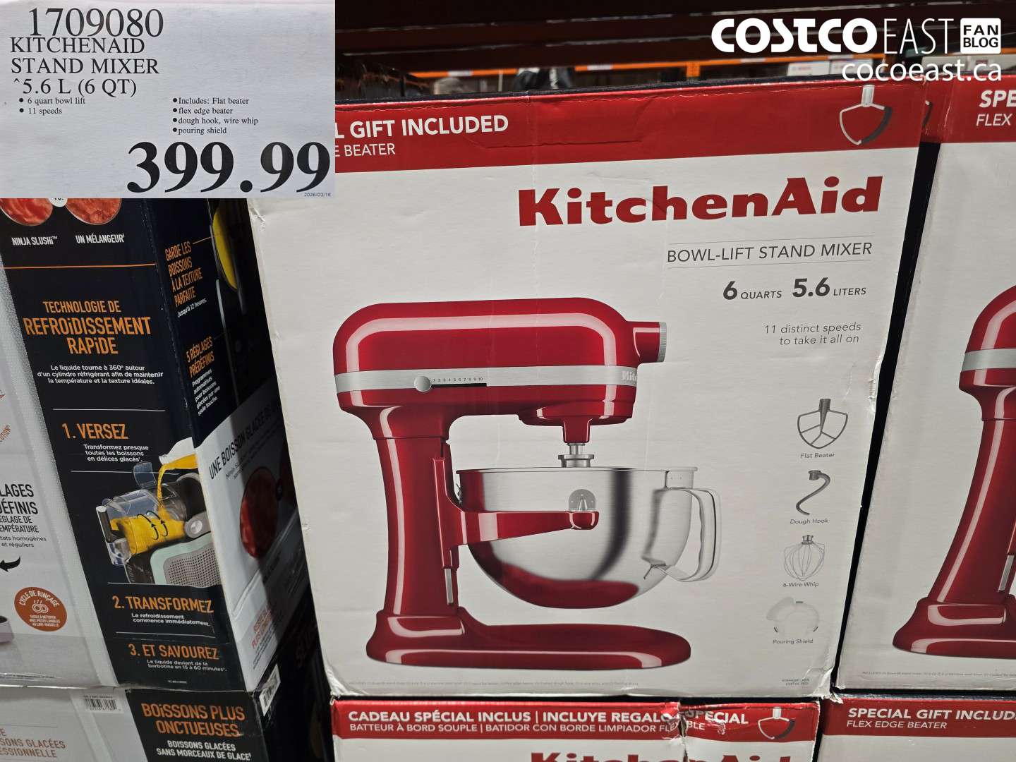 1709080 KITCHENAID STAND MIXER 5.6 L (6 QT) $399.99