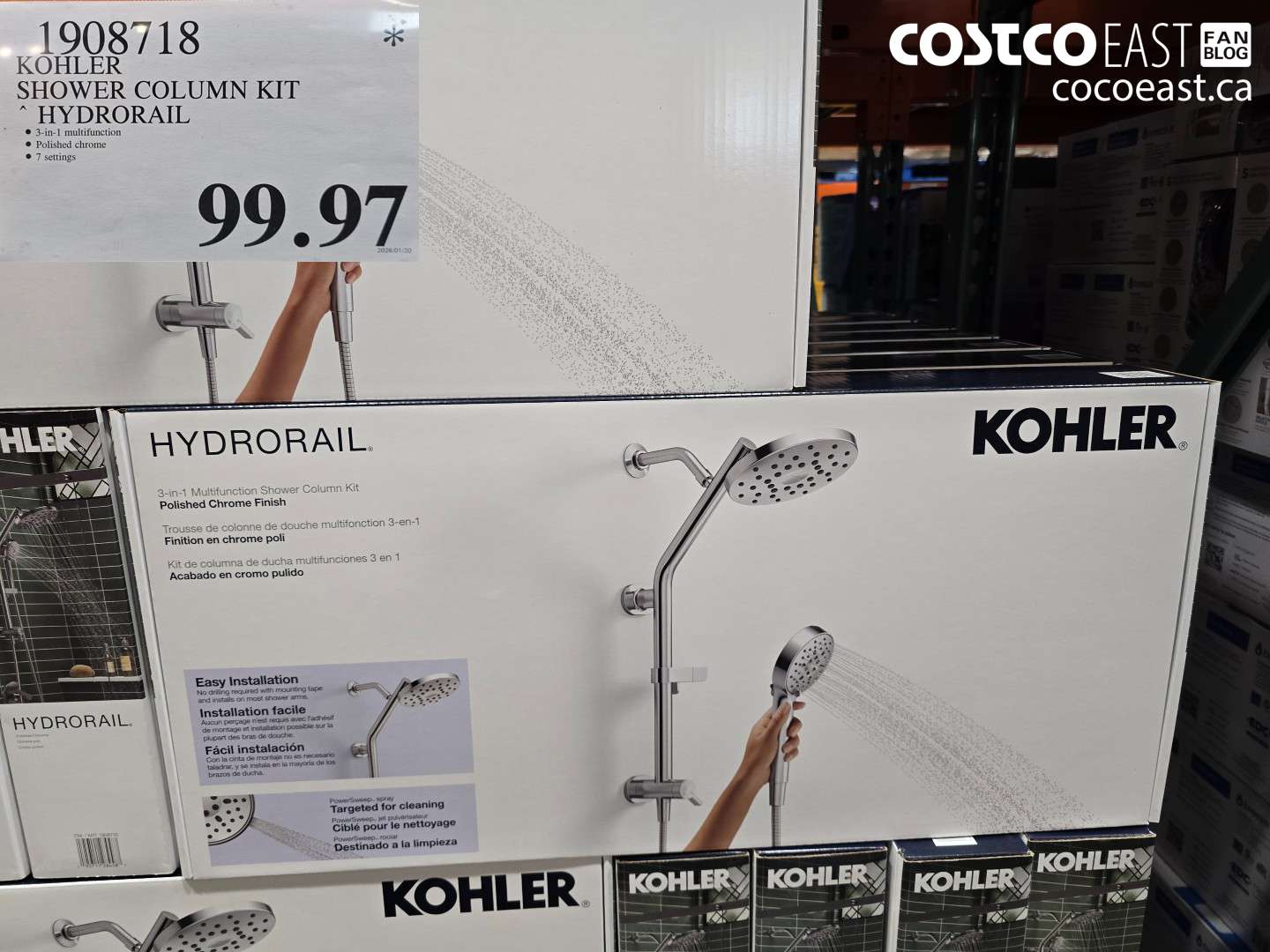 1908718 KOHLER SHOWER COLUMN KIT HYDRORAIL $99.97