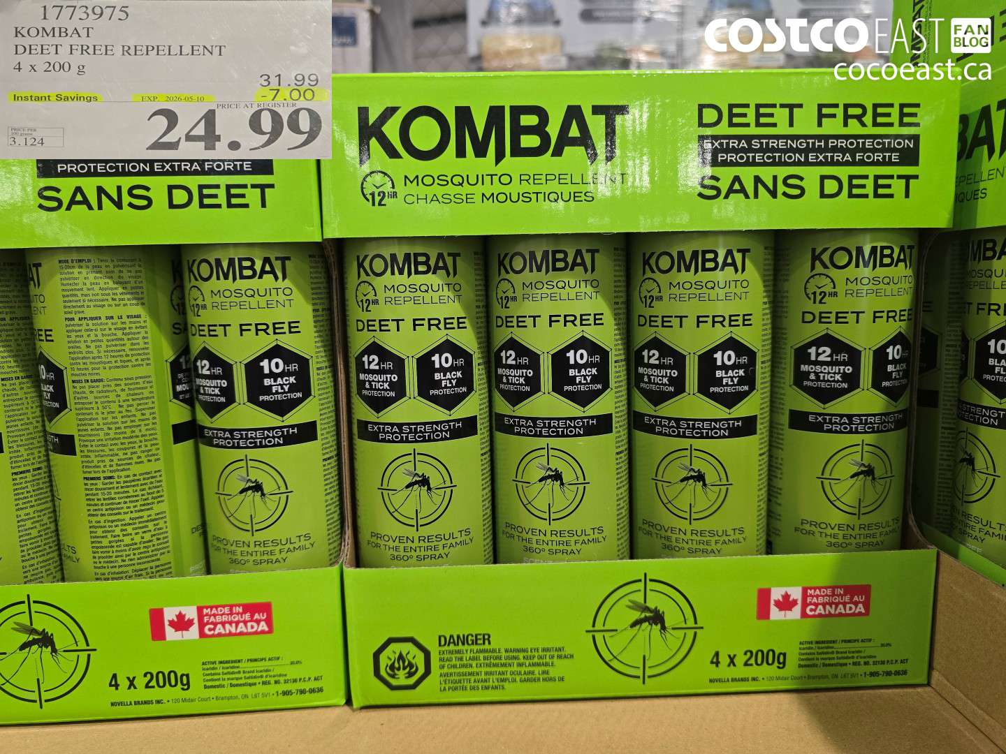 1773975 KOMBAT DEET FREE REPELLENT 4 X 200 G ($7.00 INSTANT SAVINGS EXPIRES ON 2026-05-10) $24.99