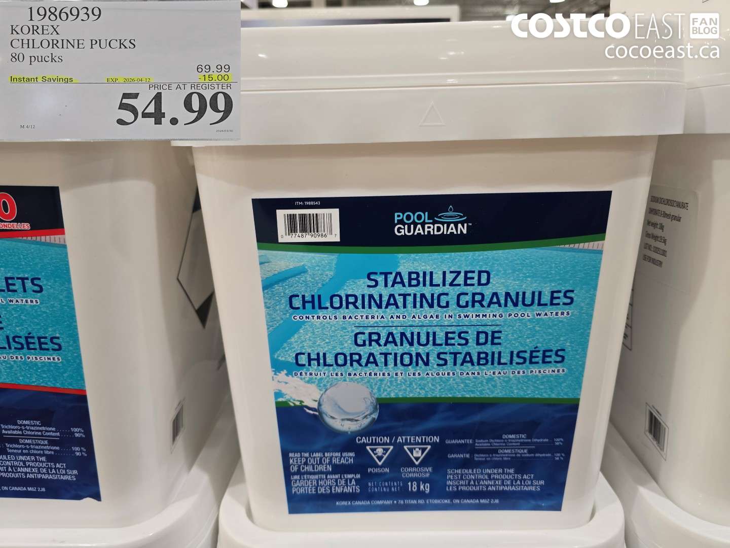 1986939 KOREX CHLORINE PUCKS 80 PUCKS ($15.00 INSTANT SAVINGS EXPIRES ON 2026-04-12) $54.99