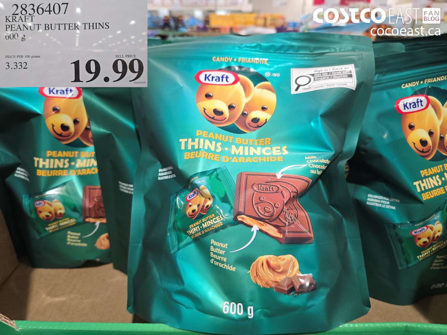 2836407 KRAFT PEANUT BUTTER THINS 600 G $19.99