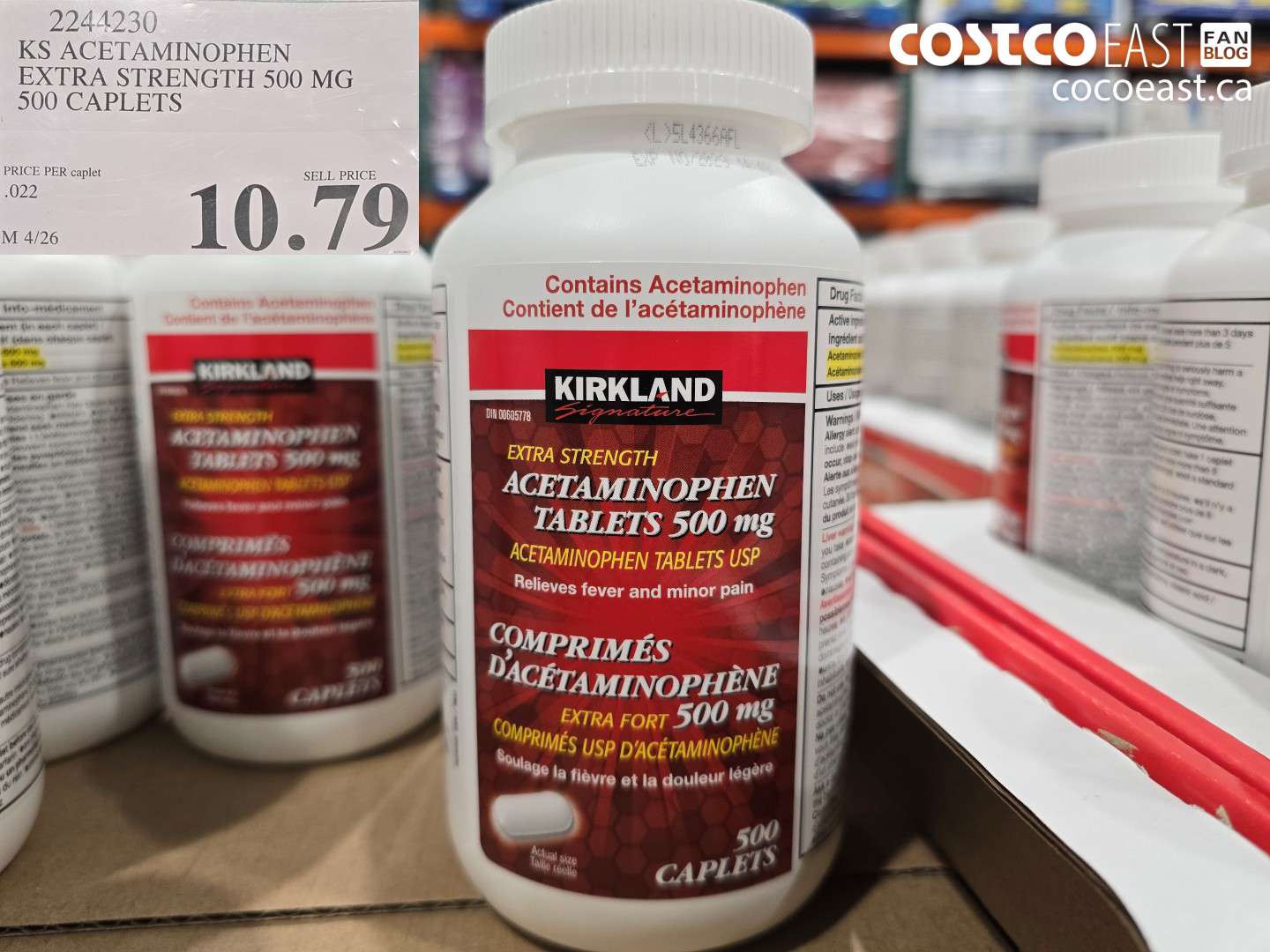 2244230 KS ACETAMINOPHEN EXTRA STRENGTH 500 MG 500 CAPLETS $10.79