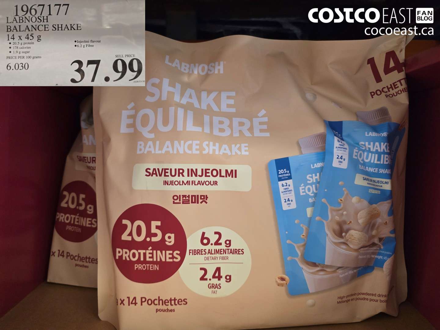 1967177 LABNOSH BALANCE SHAKE 14 X 45 G $37.99