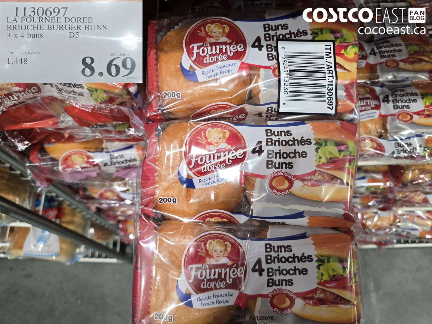 1130697 LA FOURSNEE DOREE BRIOCHE BURGER BUNS 3 X 4 BUNS $8.69