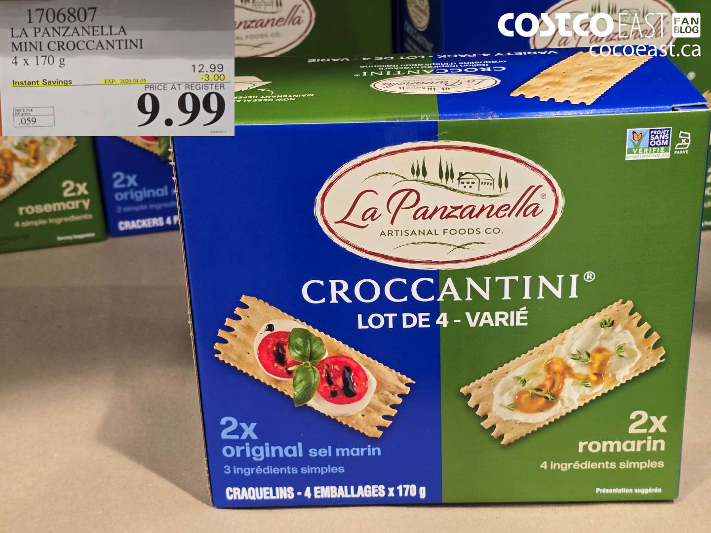 1706807 LA PANZANELLA MINI CROCCANTINI 4 X 170 G ($3.00 INSTANT SAVINGS EXPIRES ON 2020-04-05) $9.99
