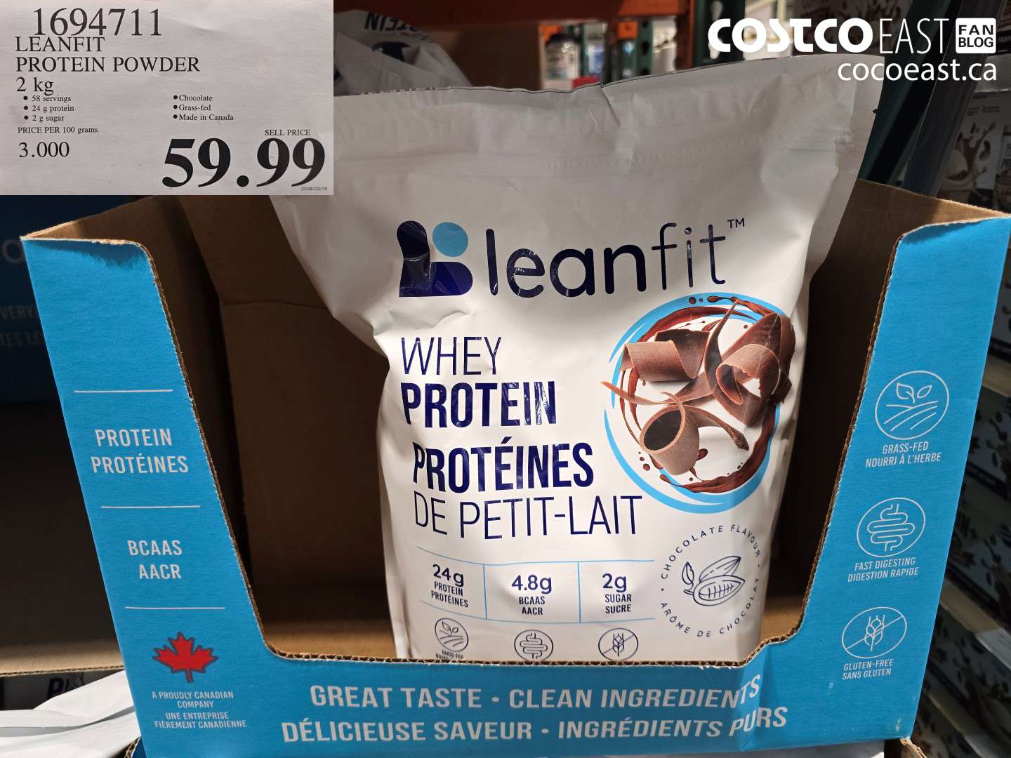 1694711 LEANFIT PROTEIN POWDER 2 KG $59.99