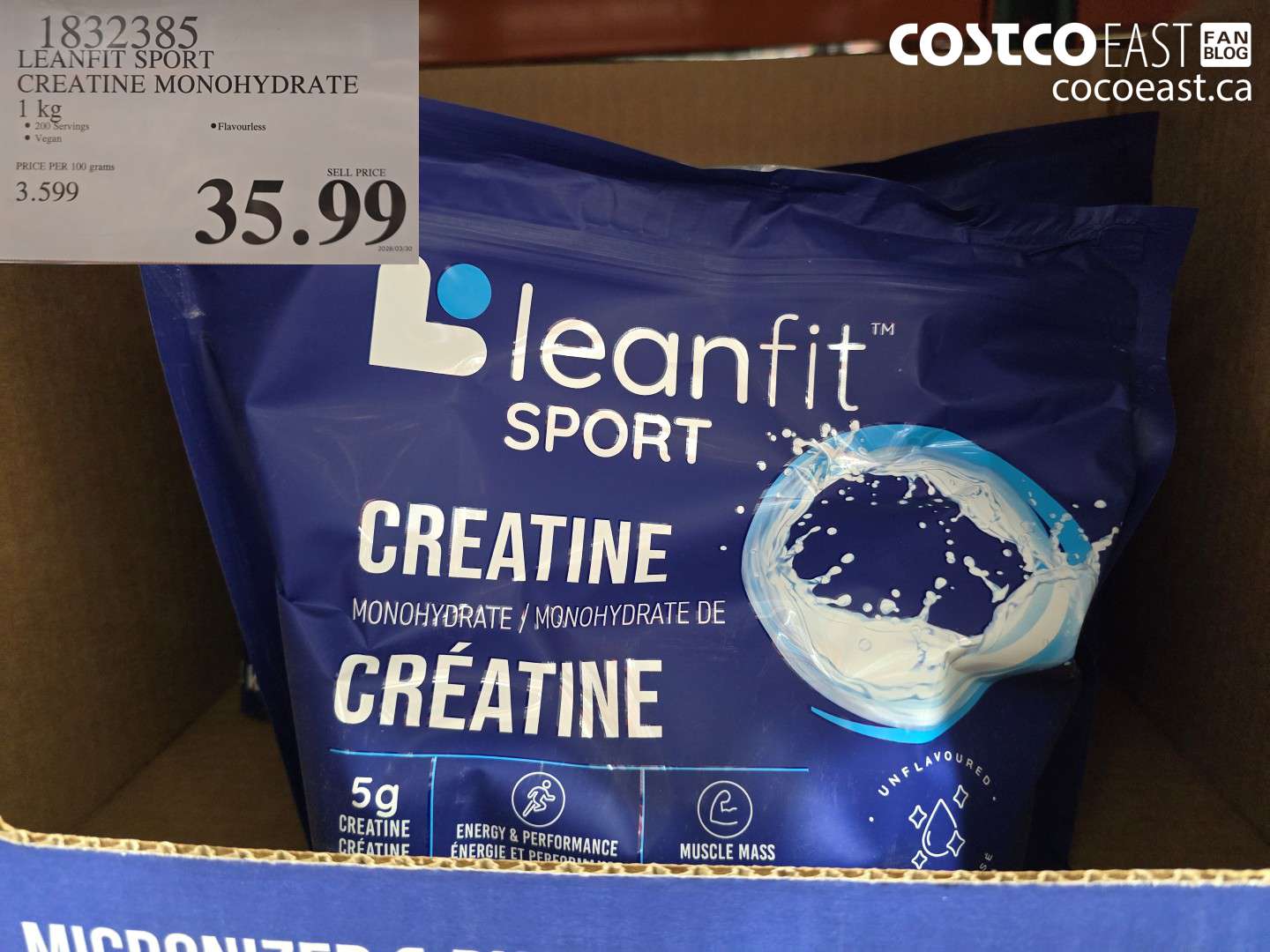 1832385 LEANFIT SPORT CREATINE MONOHYDRATE 1 KG $35.99
