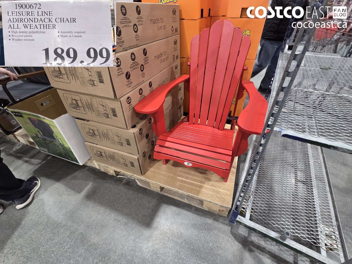 1900672 LEISURE LINE ADIRONDACK CHAIR ALL WEATHER $189.99