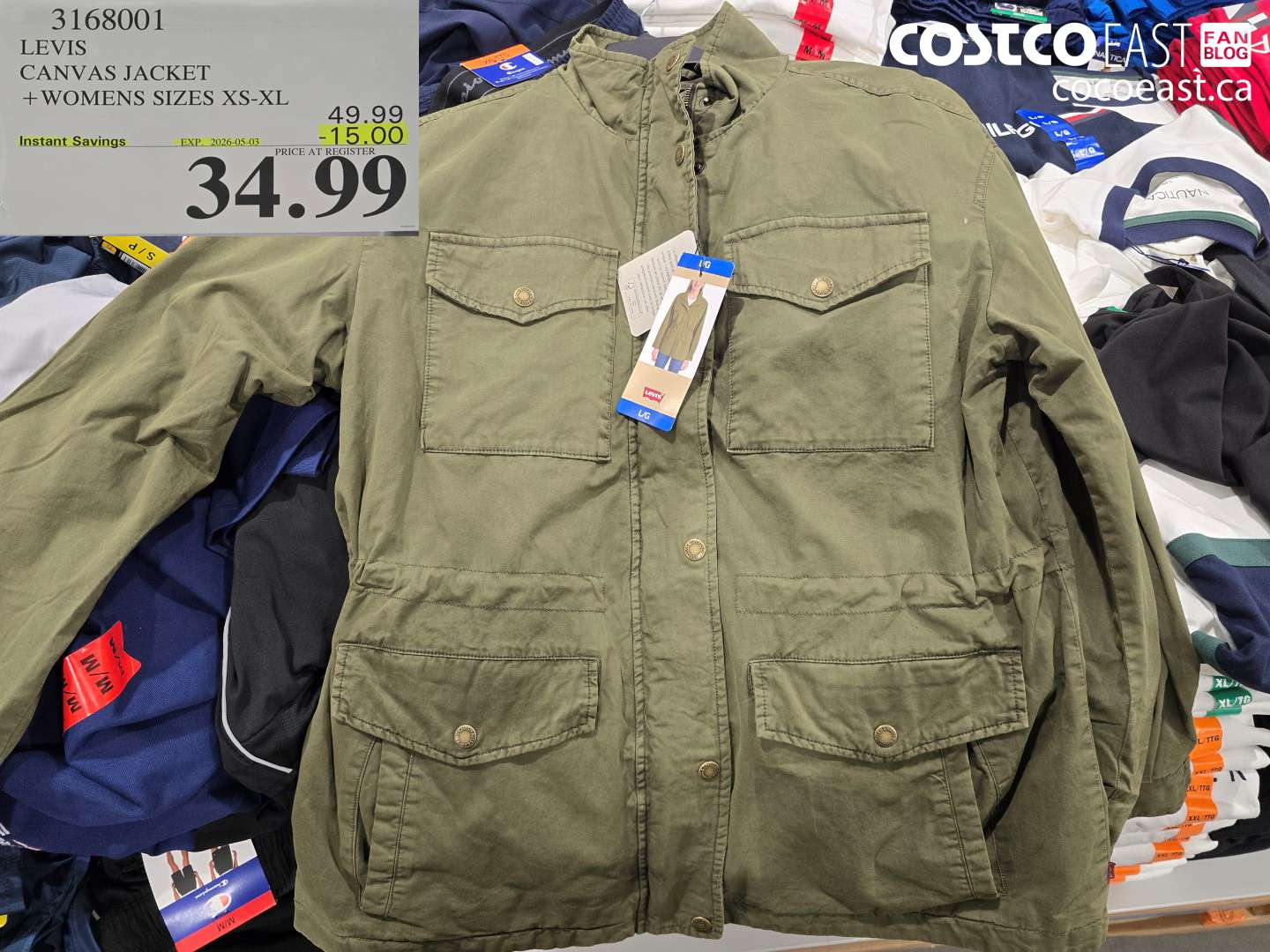 3168001 LEVIS CANVAS JACKET + WOMENS SIZES XS-XL ($15.00 INSTANT SAVINGS EXPIRES ON 2026-05-03) $34.99