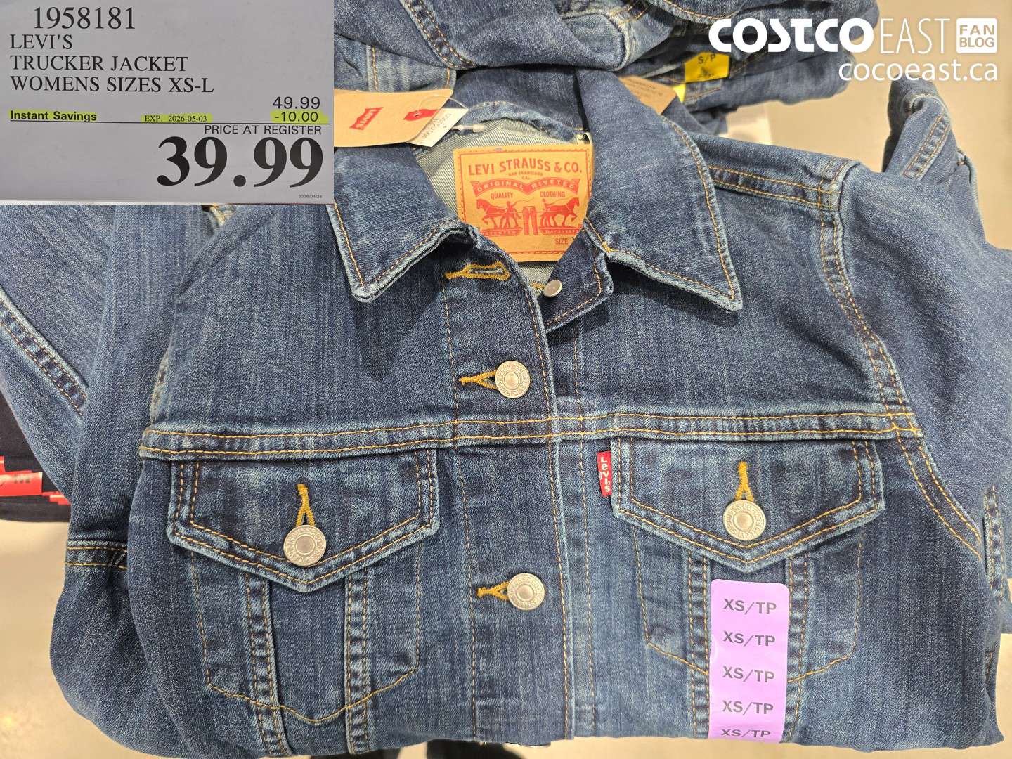 1958181 LEVI'S TRUCKER JACKET WOMENS SIZES XS-L ($10.00 INSTANT SAVINGS EXPIRES ON 2026-05-03) $39.99