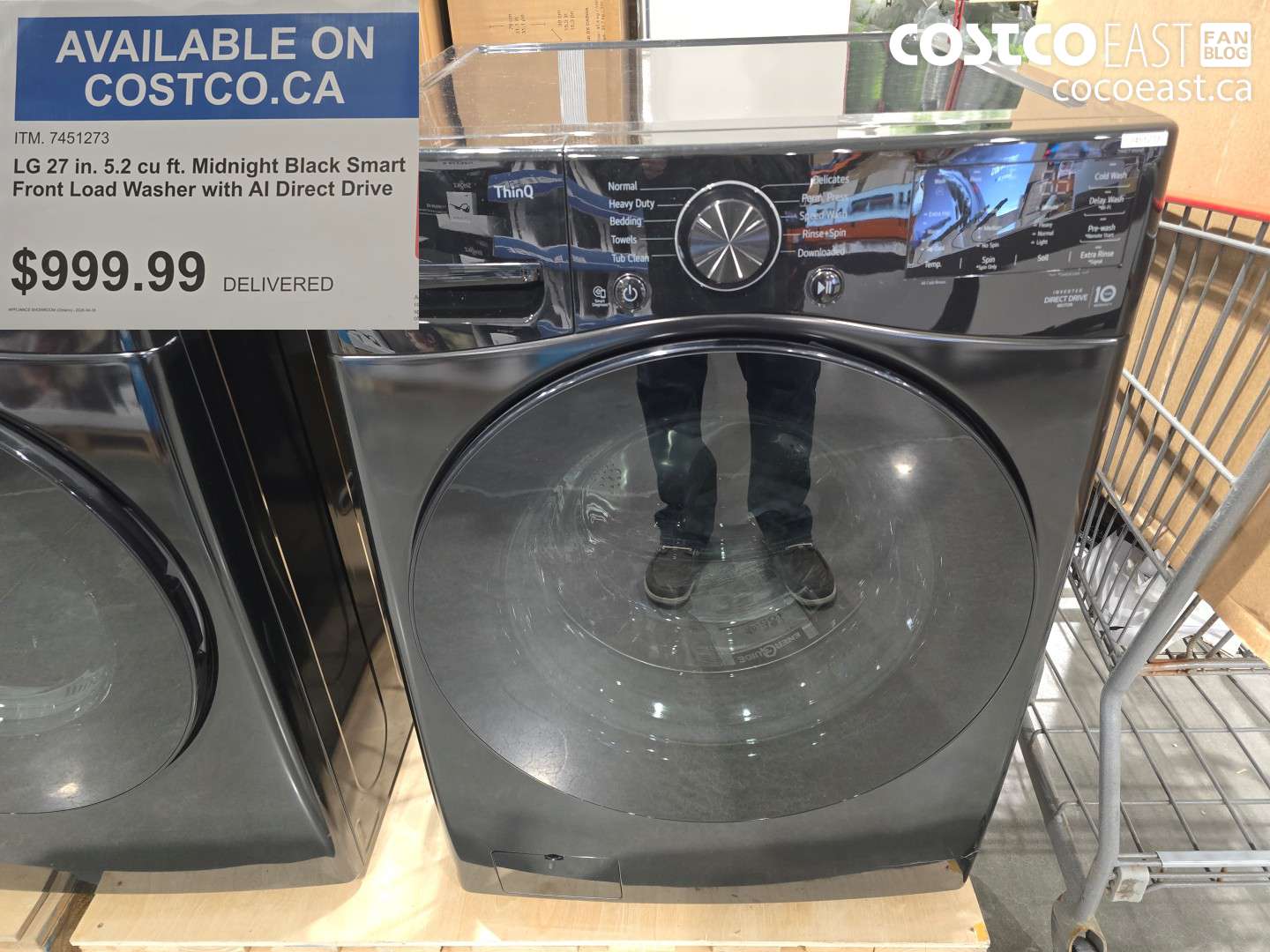 7451273 LG 27 IN. 5.2 CU FT MIDNIGHT BLACK SMART FRONT LOAD WASHER WITH AI DIRECT DRIVE $999.99