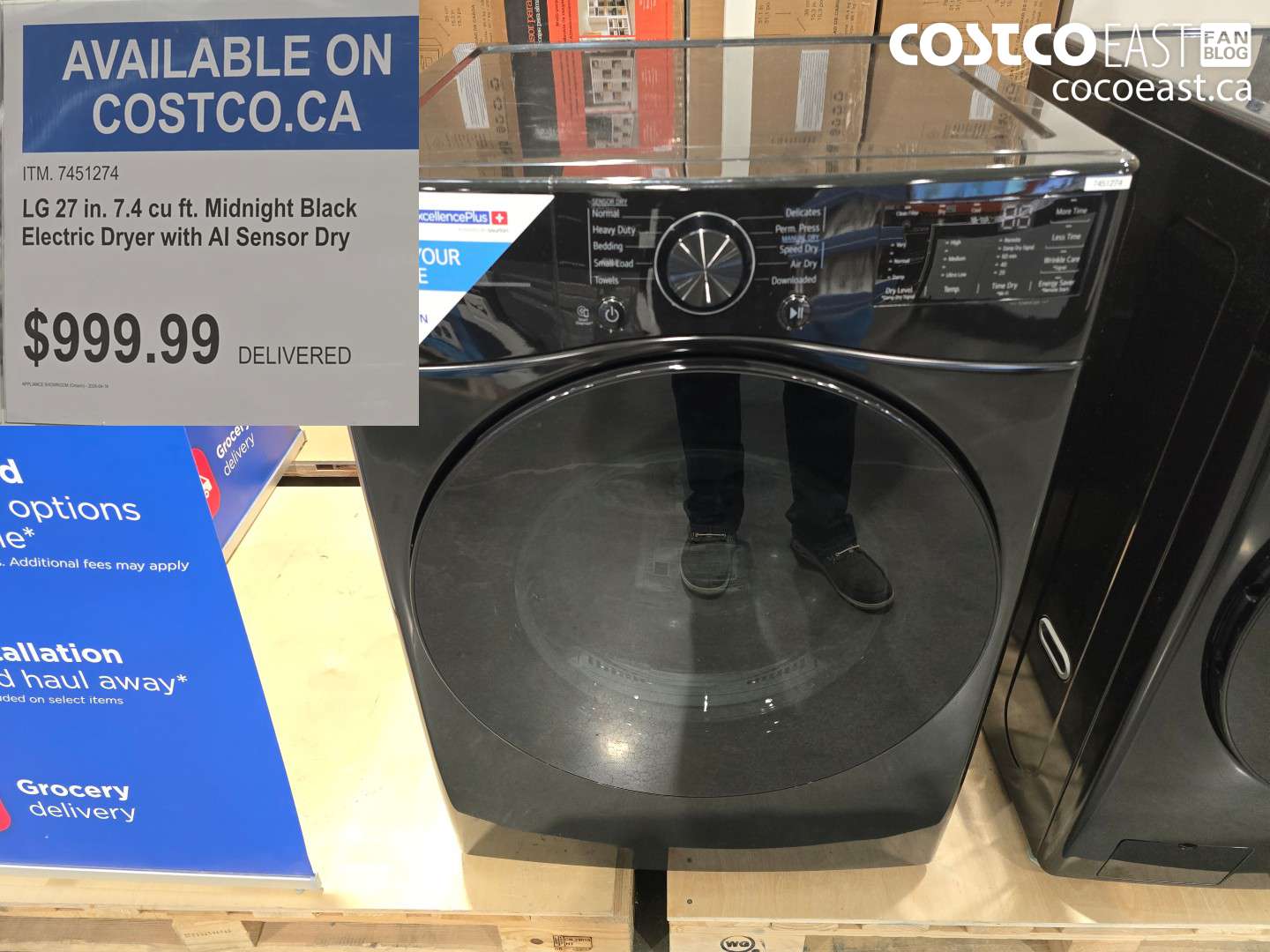 7451274 LG 27 IN. 7.4 CU FT MIDNIGHT BLACK ELECTRIC DRYER WITH AI SENSOR DRY $999.99