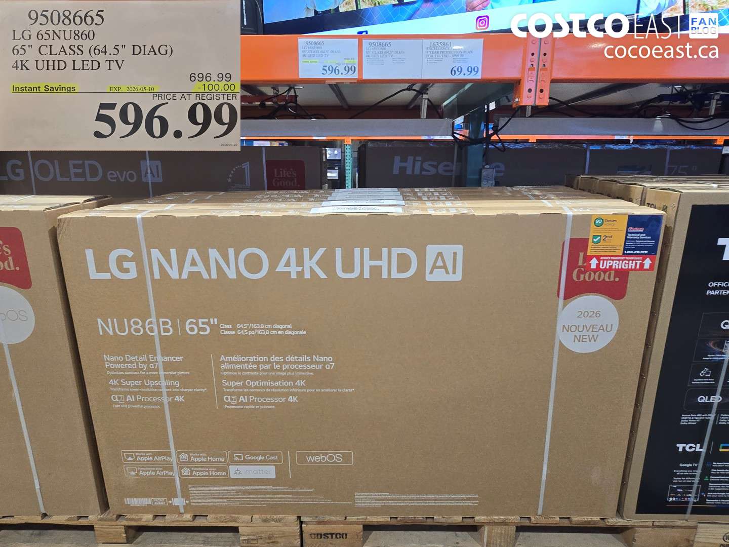 9508665 LG 65NU860 65 CLASS (64.5 DIAG) 4K UHD LED TV ($100.00 INSTANT SAVINGS EXPIRES ON 2026-05-10) $596.99
