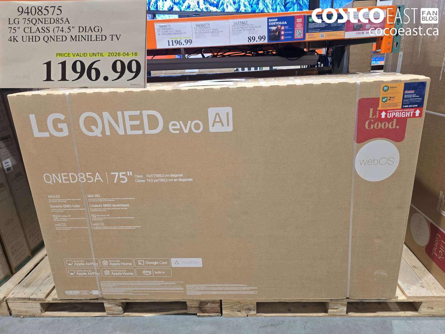 9408575 LG 75QNED85A 75 CLASS (74.5 DIAG) 4K UHD QNED MINILED TV $1196.99