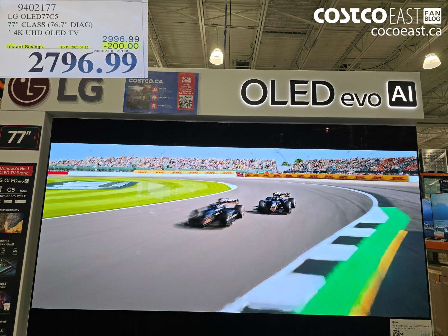 9402177 LG OLED77C5 77 CLASS 76.7 DIAG 4K UHD OLED TV ($200.00 INSTANT SAVINGS EXPIRES ON 2026-04-12) $2796.99