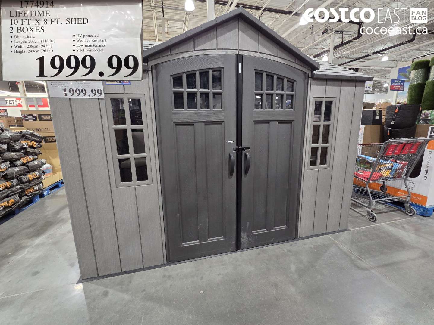 1774914 LIFETIME 10 FT.X 8 FT. SHED 2 BOXES $1999.99