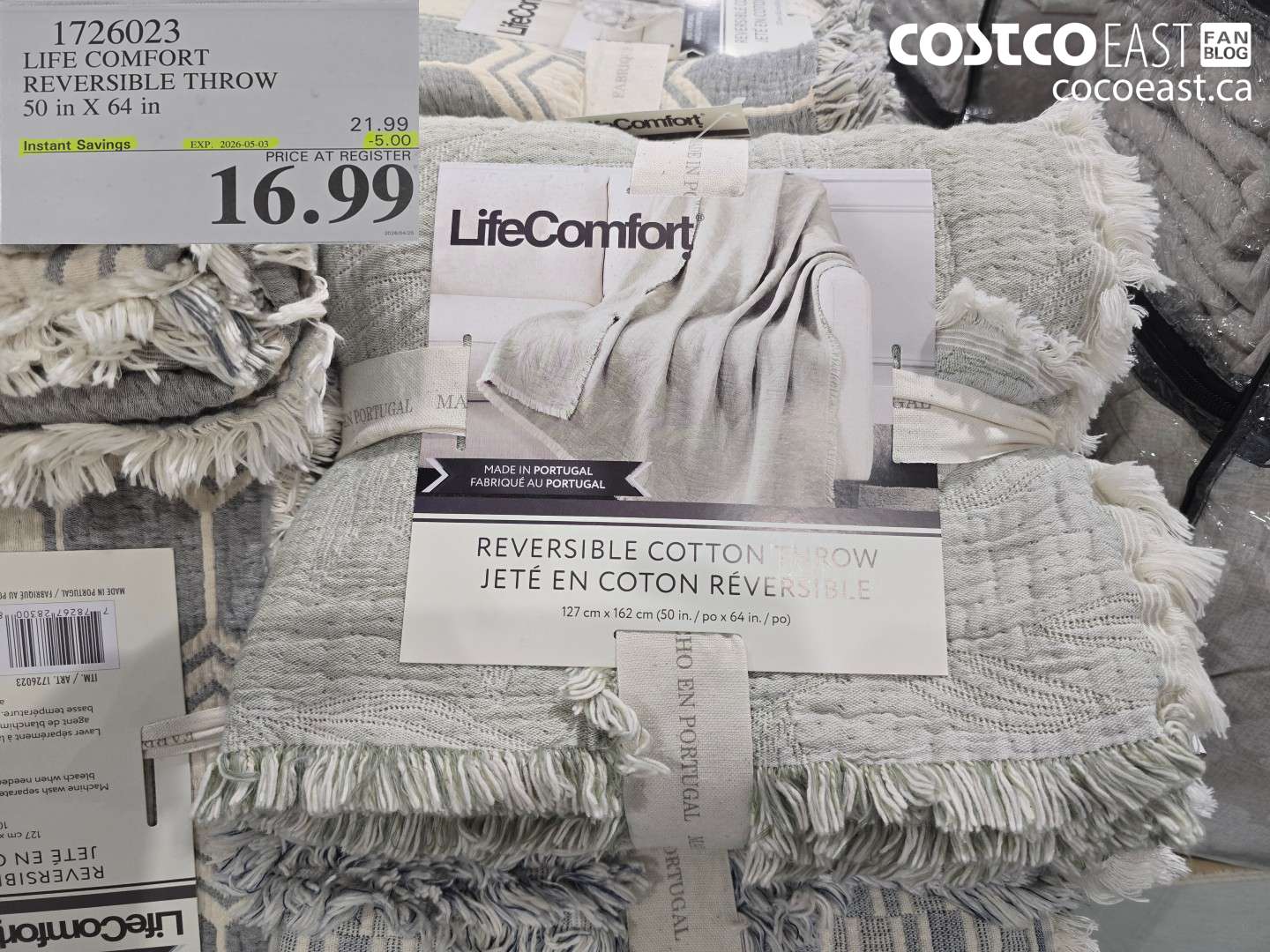 1726023 LIFE COMFORT REVERSIBLE THROW 50 IN X 64 IN ($5.00 INSTANT SAVINGS EXPIRES ON 2026-05-03) $16.99