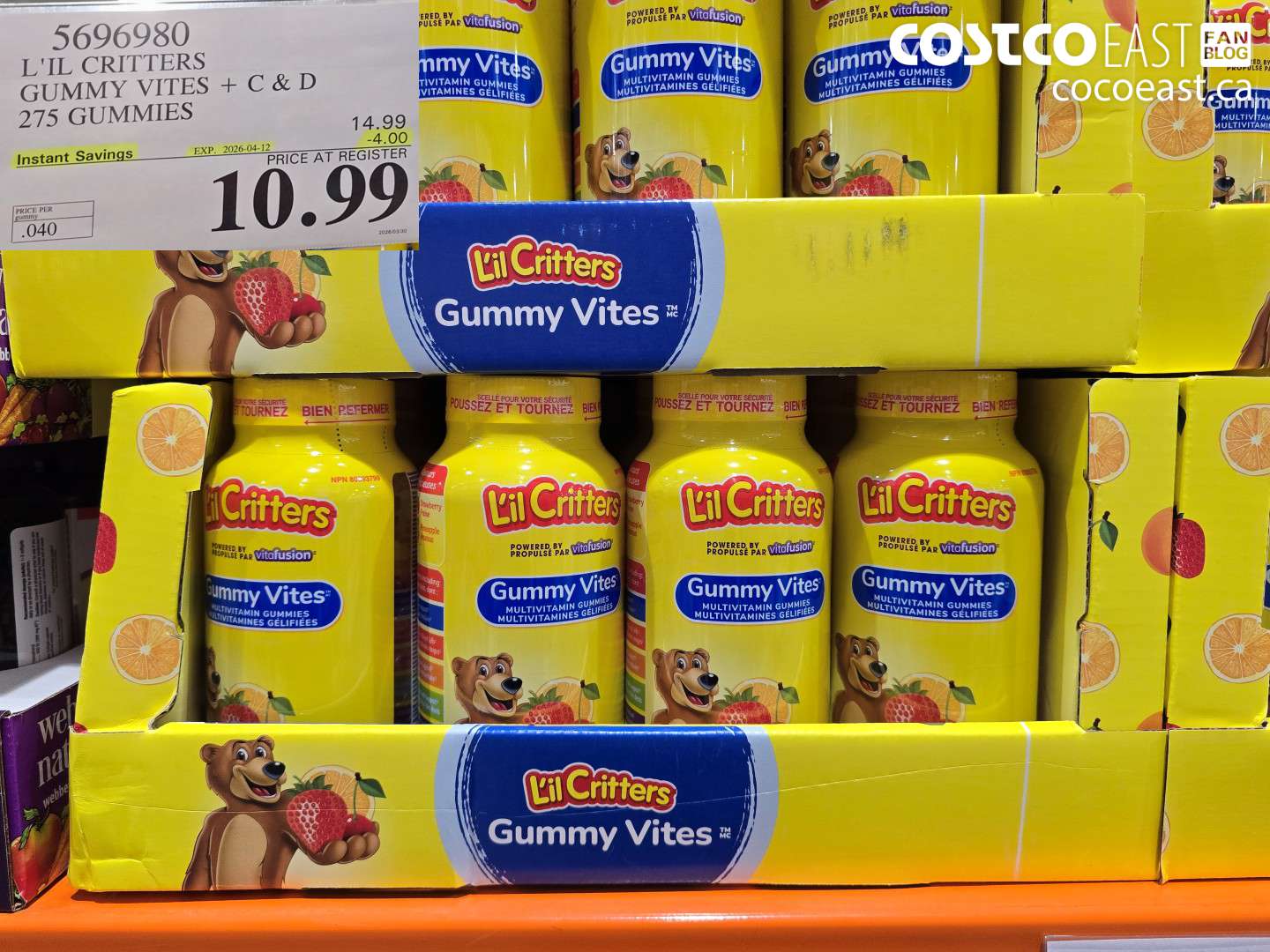 5696980 L'IL CRITTERS GUMMY VITES + C&D 275 GUMMIES ($4.00 INSTANT SAVINGS EXPIRES ON 2026-04-12) $10.99