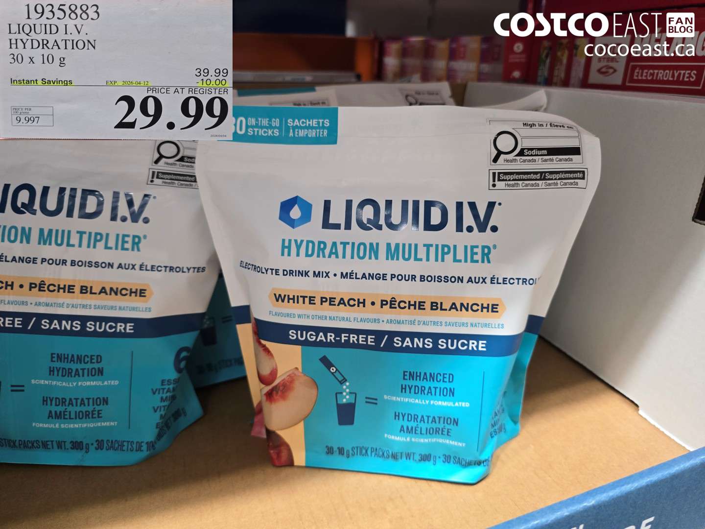 1935883 LIQUID I.V. HYDRATION 30 X 10 G ($10.00 INSTANT SAVINGS EXPIRES ON 2026-04-12) $29.99