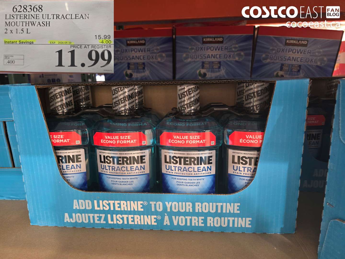 628368 LISTERINE ULTRACLEAN MOUTHWASH 2 x 1.5 L ($4.00 INSTANT SAVINGS EXPIRES ON 2026-05-10) $11.99