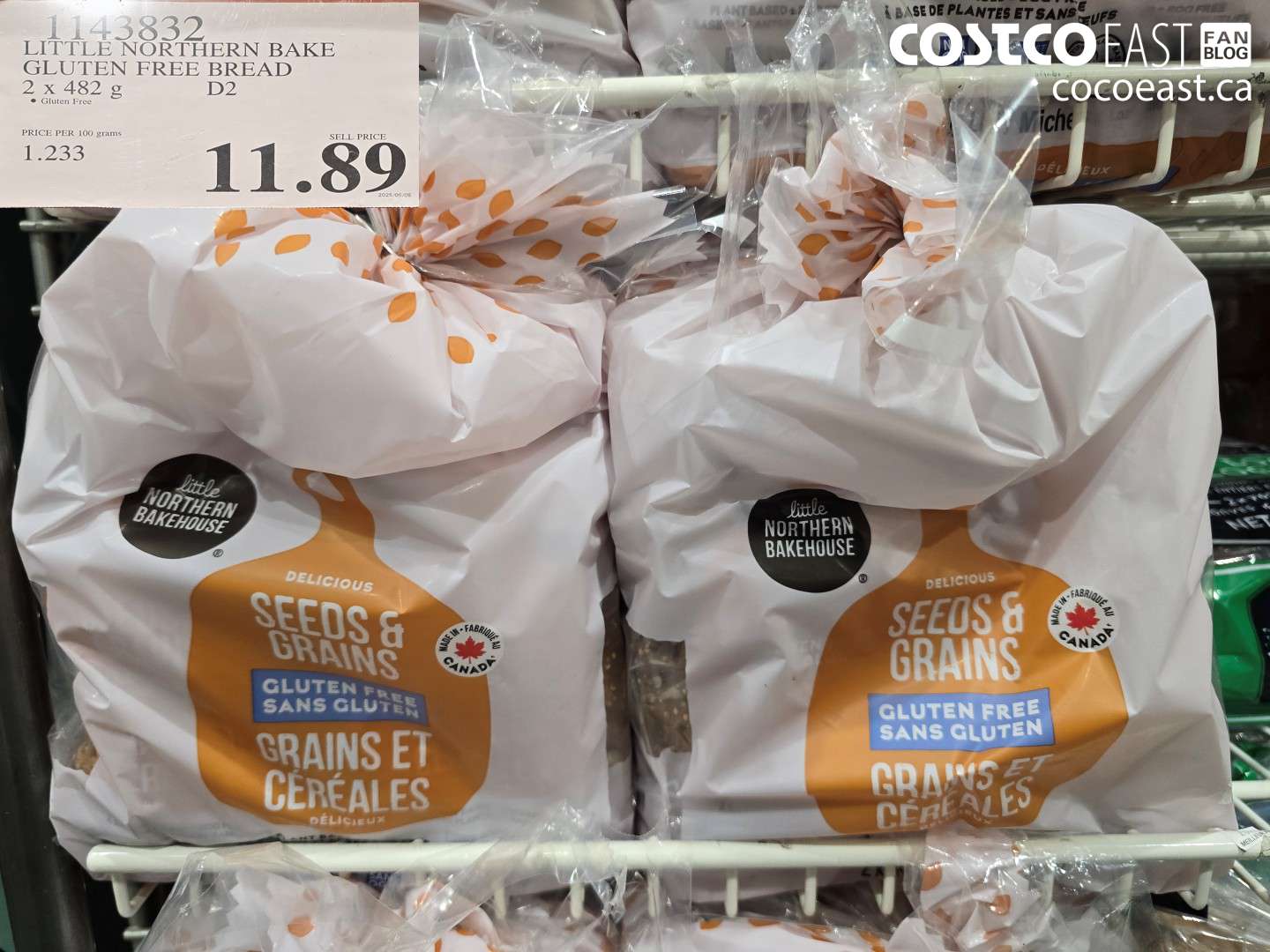 1143832 LITTLE NORTHERN BAKE GLUTEN FREE BREAD 2 X 482 G $11.89