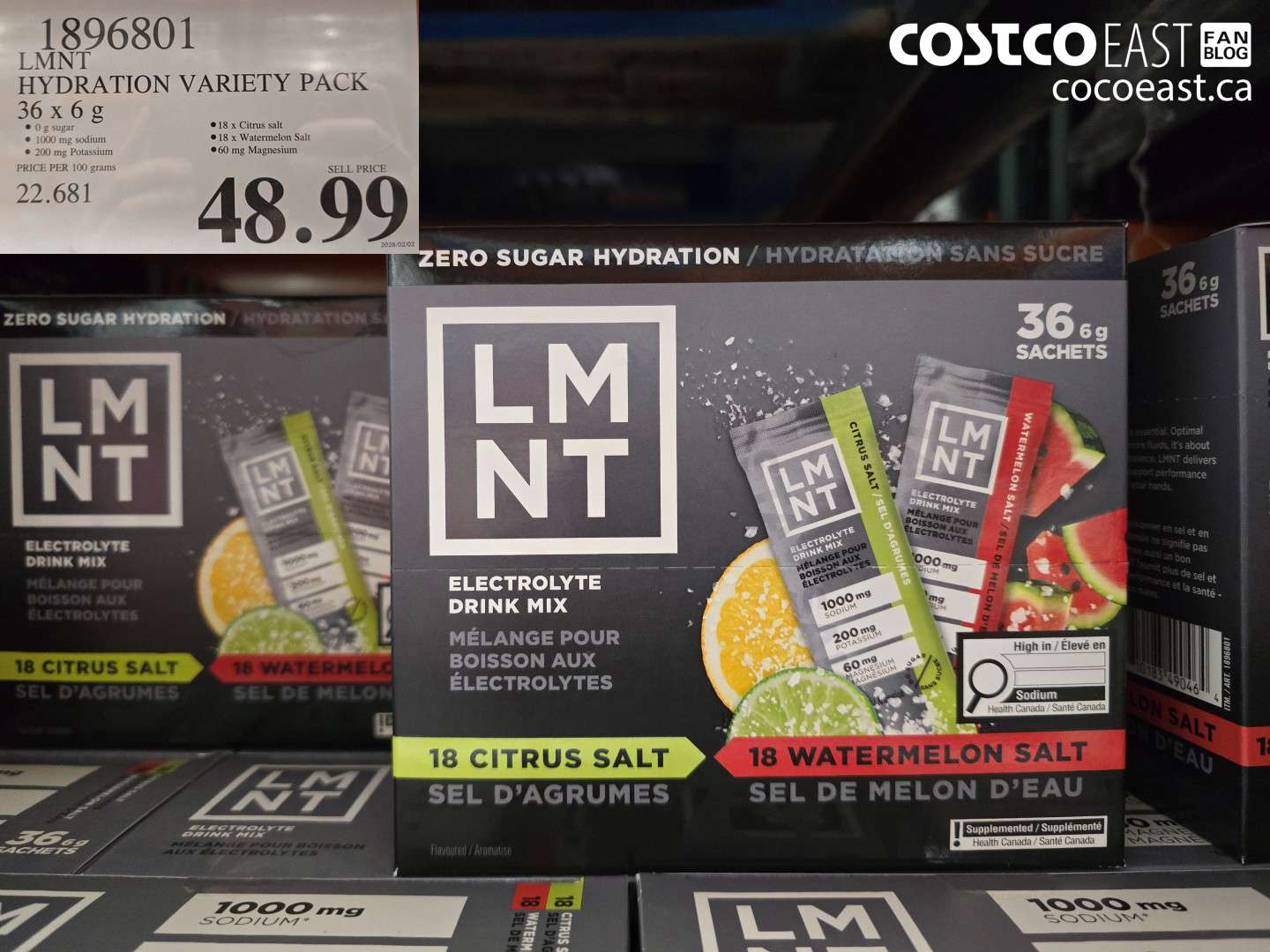 1896801 LMNT HYDRATION VARIETY PACK 36 X 6 G $48.99