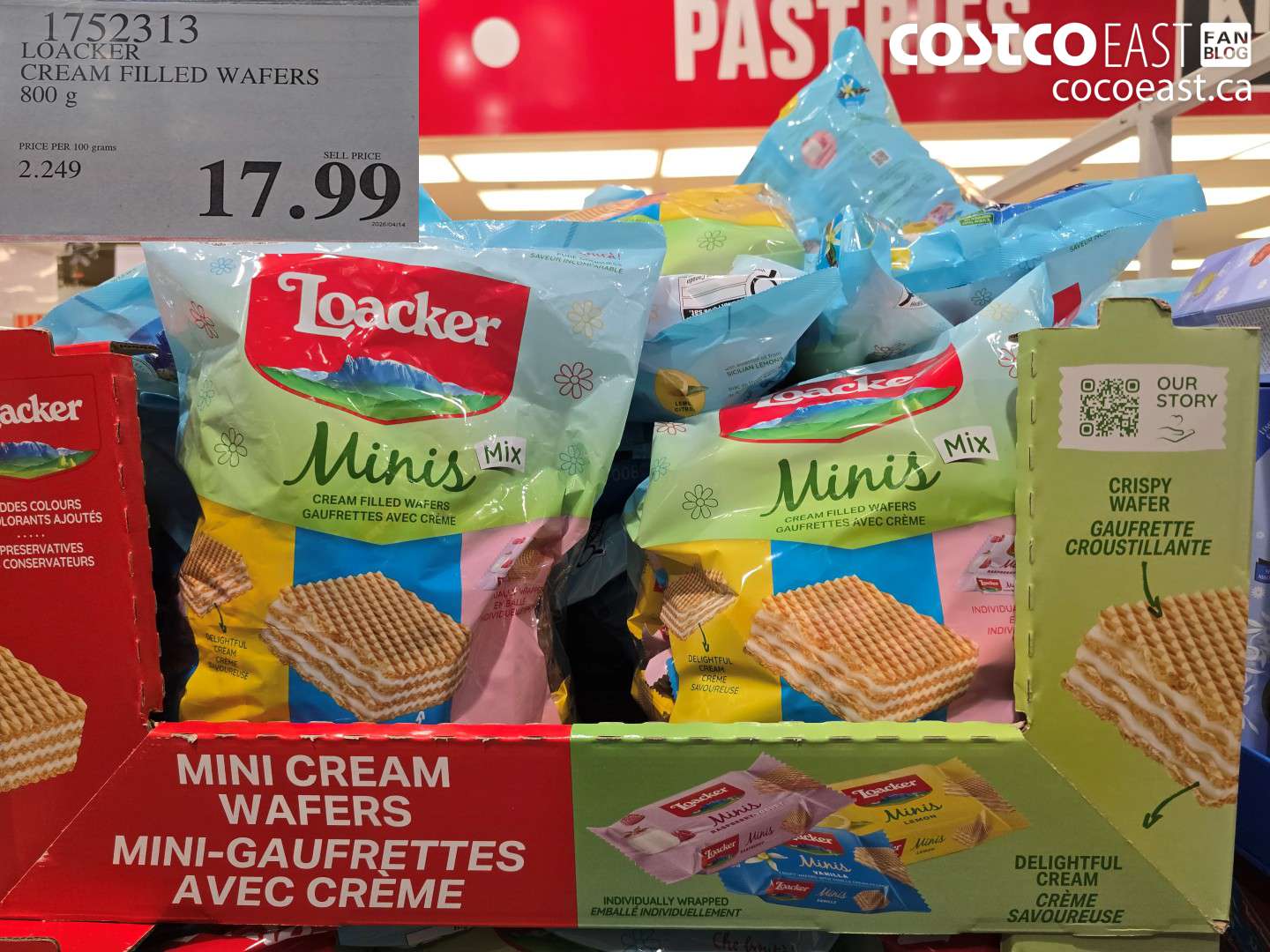 1752313 LOACKER CREAM FILLED WAFERS 800 G $17.99