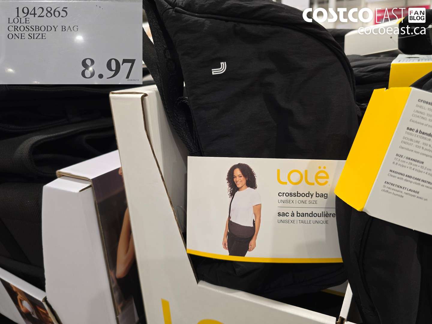 1942865 LOLE CROSSBODY BAG ONE SIZE $8.97