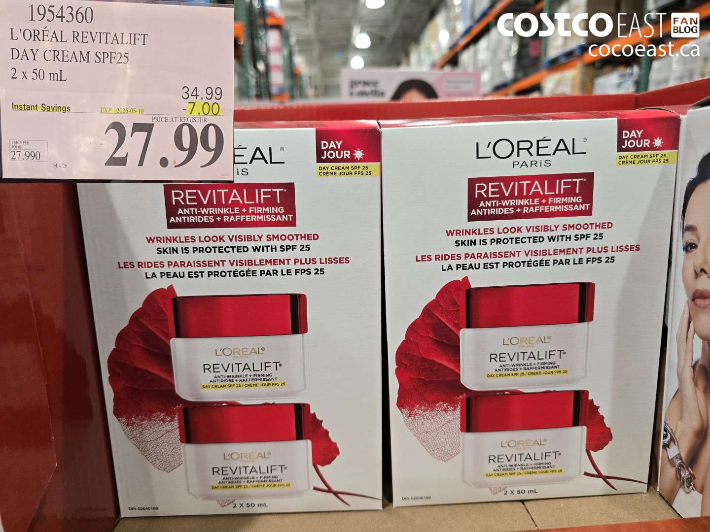 1954360 L'OREAL REVITALIFT DAY CREAM SPF25 2 X 50 ML ($7.00 INSTANT SAVINGS EXPIRES ON 2026-05-10) $27.99