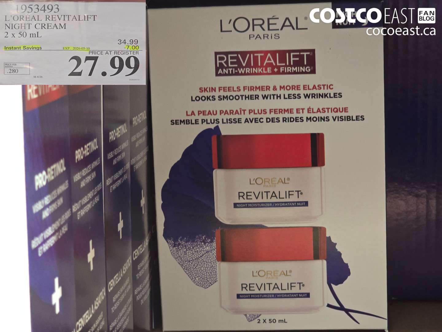 1953493 L'OREAL REVITALIFT NIGHT CREAM 2 X 50 ML ($7.00 INSTANT SAVINGS EXPIRES ON 2026-05-10) $27.99