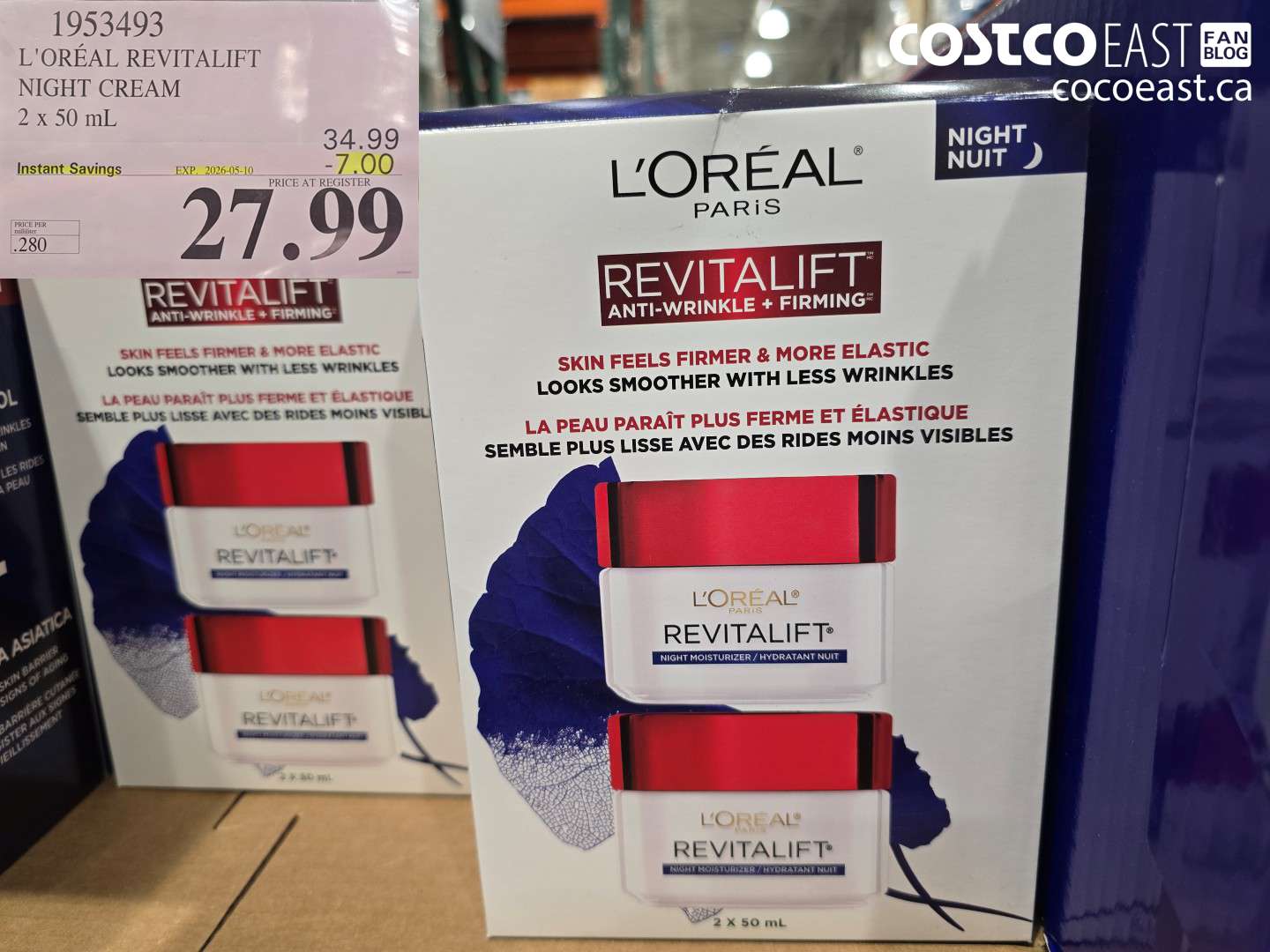 1953493 L'OREAL REVITALIFT NIGHT CREAM 2 X 50 ML ($7.00 INSTANT SAVINGS EXPIRES ON 2026-05-10) $27.99
