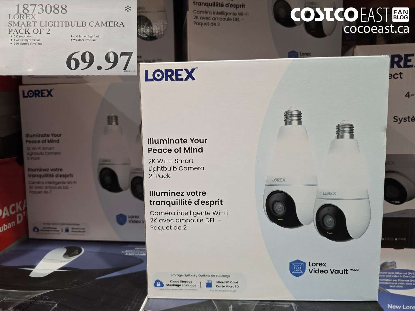 1873088 LOREX SMART LIGHTBULB CAMERA PACK OF 2 $69.97