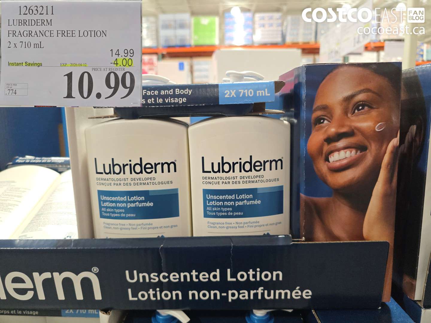 1263211 LUBRIDERM FRAGRANCE FREE LOTION 2 X 710 ML ($4.00 INSTANT SAVINGS EXPIRES ON 2026-04-12) $10.99