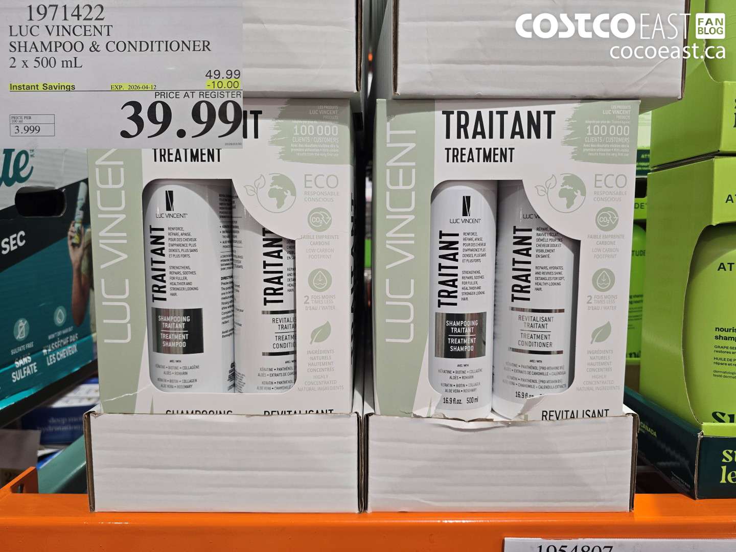 1971422 LUC VINCENT SHAMPOO & CONDITIONER 2 X 500 ML ($10.00 INSTANT SAVINGS EXPIRES ON 2026-04-12) $39.99