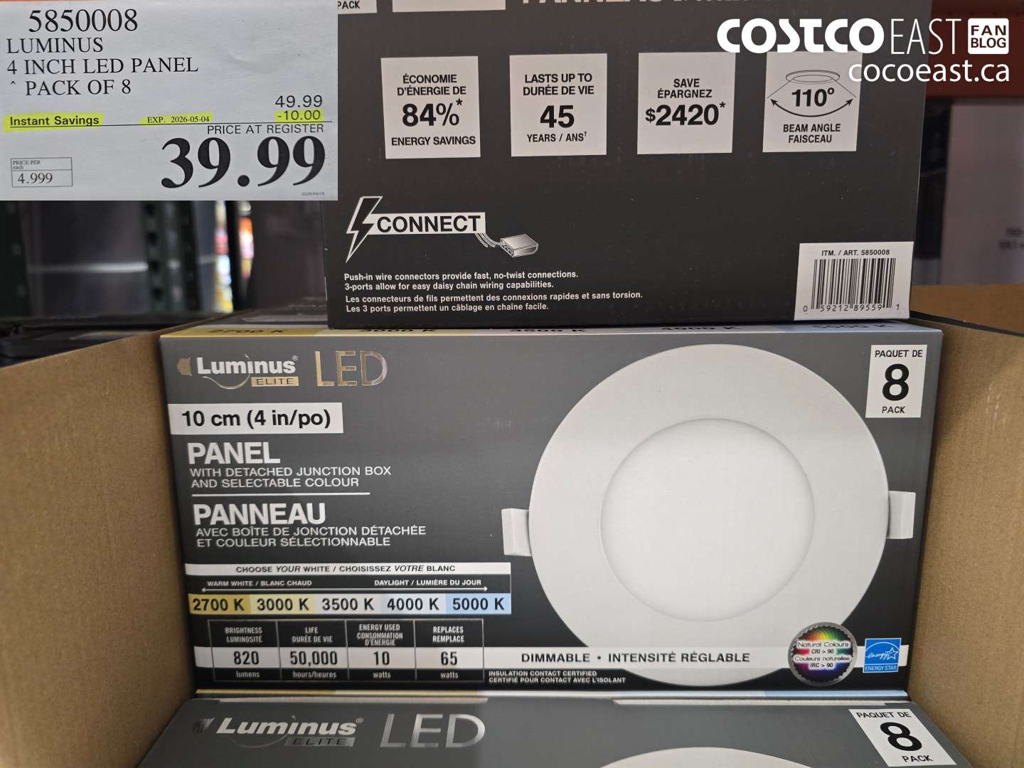 585008 LUMINOUS 4 INCH LED PANEL PACK OF 8 ($10.00 INSTANT SAVINGS EXPIRES ON 2026-05-04) $39.99