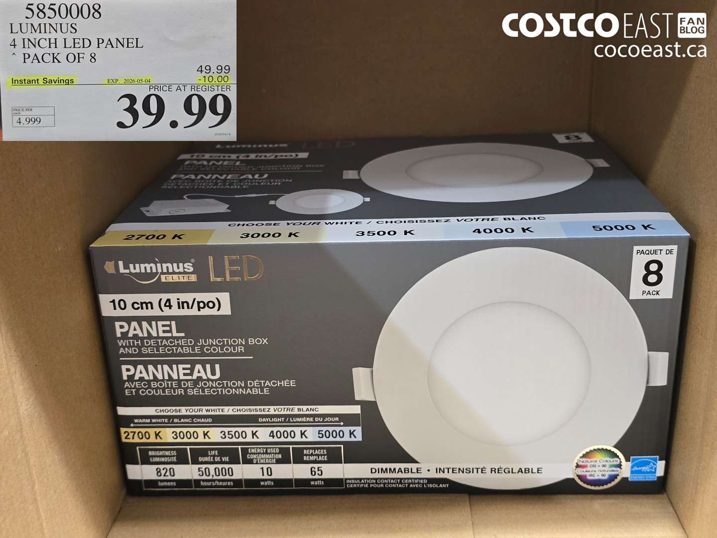 585008 LUMINOUS 4 INCH LED PANEL PACK OF 8 ($10.00 INSTANT SAVINGS EXPIRES ON 2026-05-04) $39.99