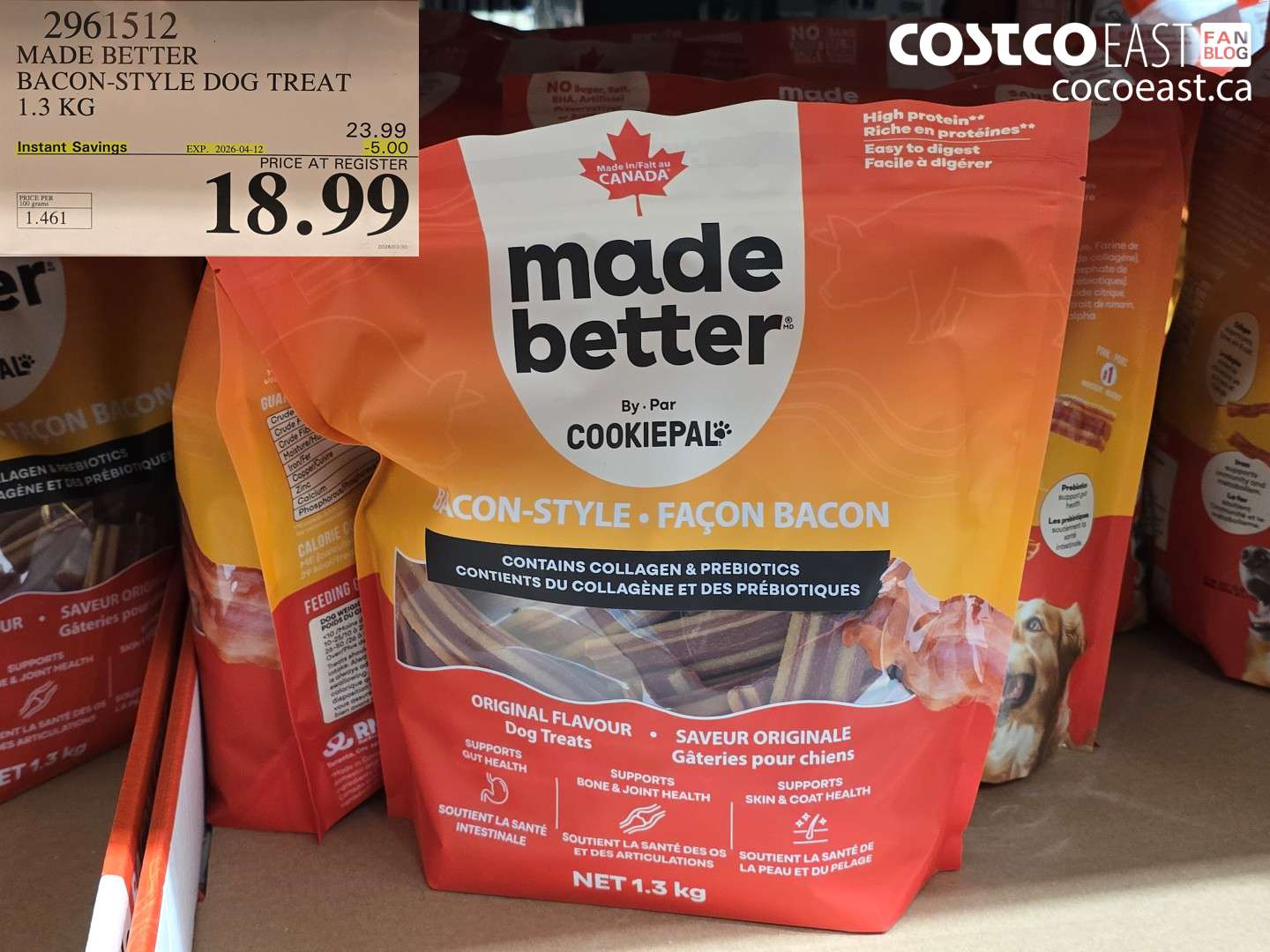 2961512 MADE BETTER BACON-STYLE DOG TREAT 1.3 KG ($5.00 INSTANT SAVINGS EXPIRES ON 2026-04-12) $18.99