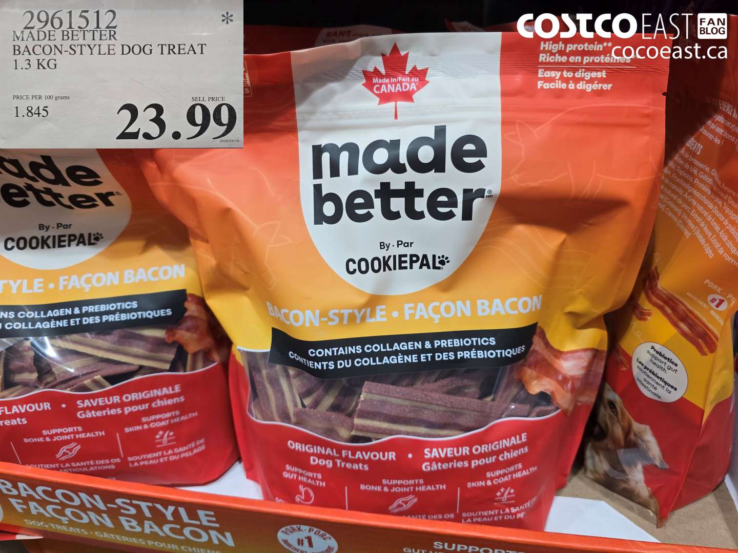 2961512 MADE BETTER BACON-STYLE DOG TREAT 1.3 KG $23.99