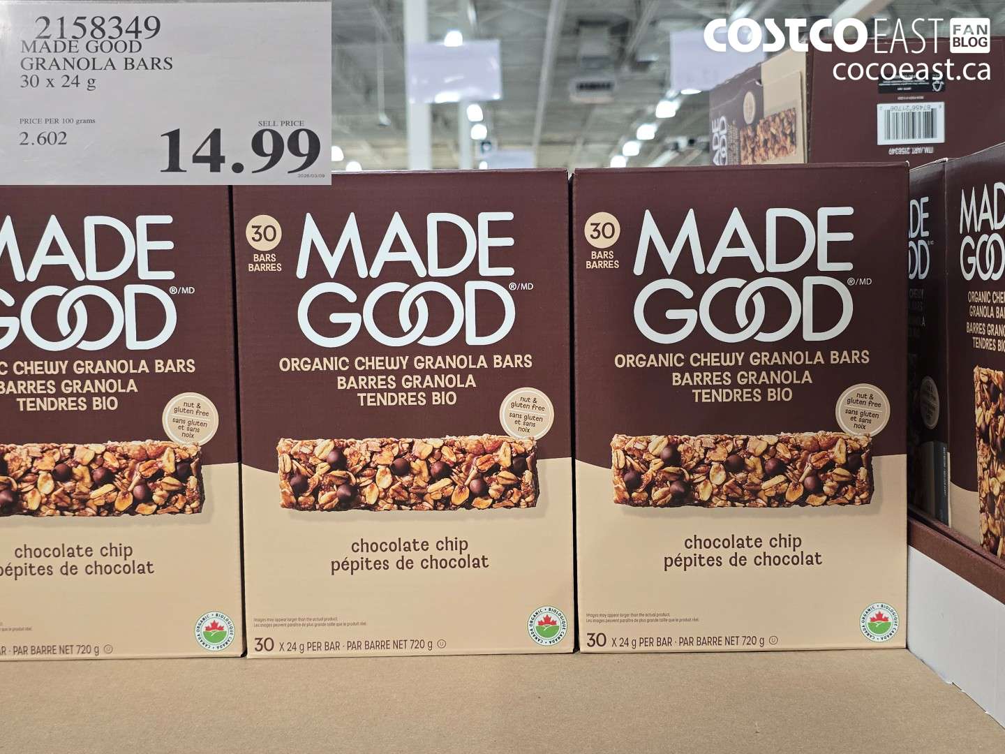2158349 MADE GOOD GRANOLA BARS 30 X 24 G $14.99