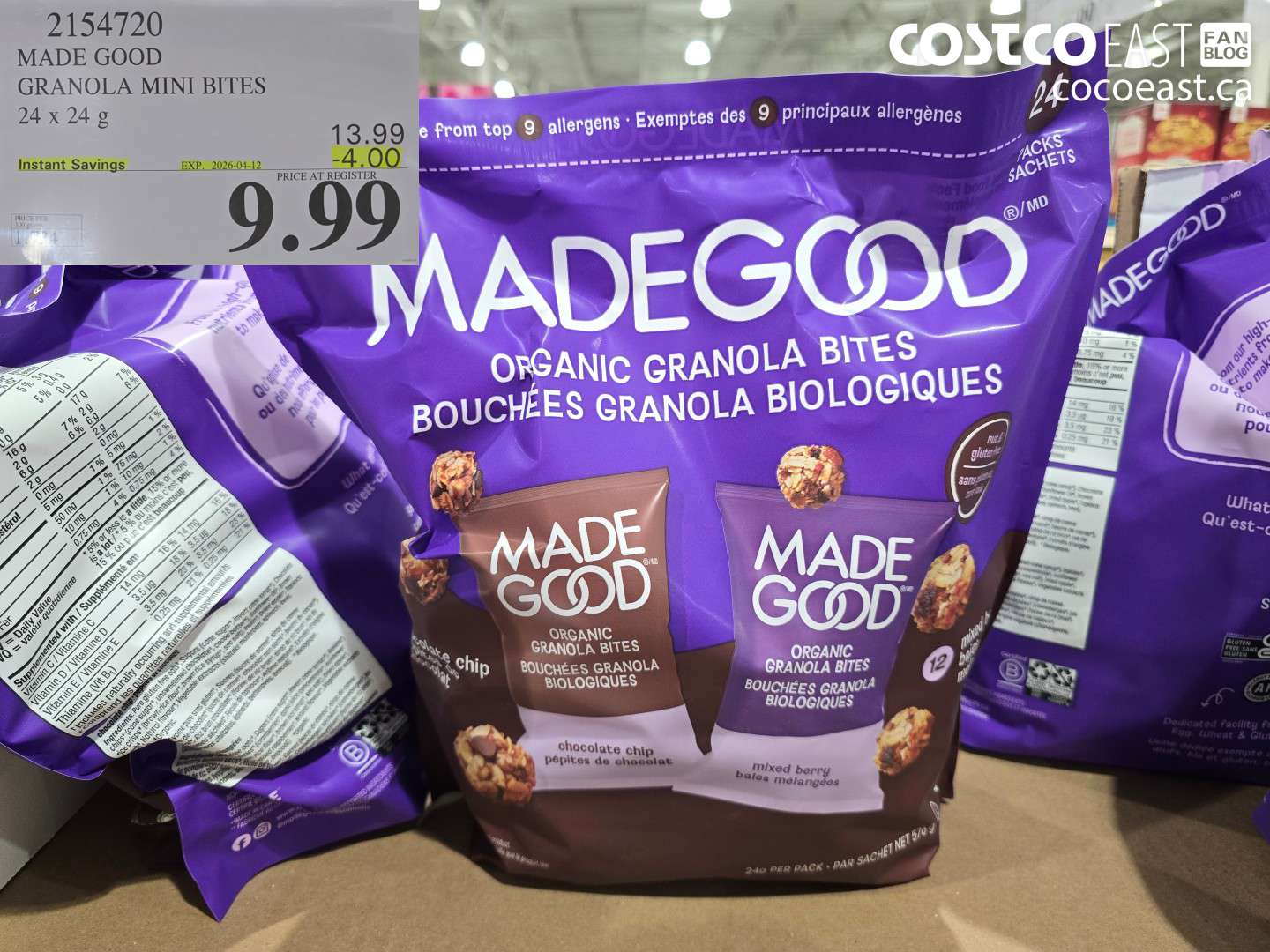 2154720 MADE GOOD GRANOLA MINI BITES 24 X 24 G ($4.00 INSTANT SAVINGS EXPIRES ON 2026-04-12) $9.99